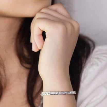 Tennis Bracelet. Square Cubic Zirconia 14K Gold. 635TBH4QK
