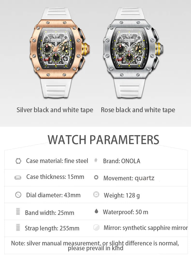 ONOLA Brand Luxury Watch Men Wrist Watches Multifunction Sports Waterproof Luminous Sports Casual Clock Men Quartz Watches Men