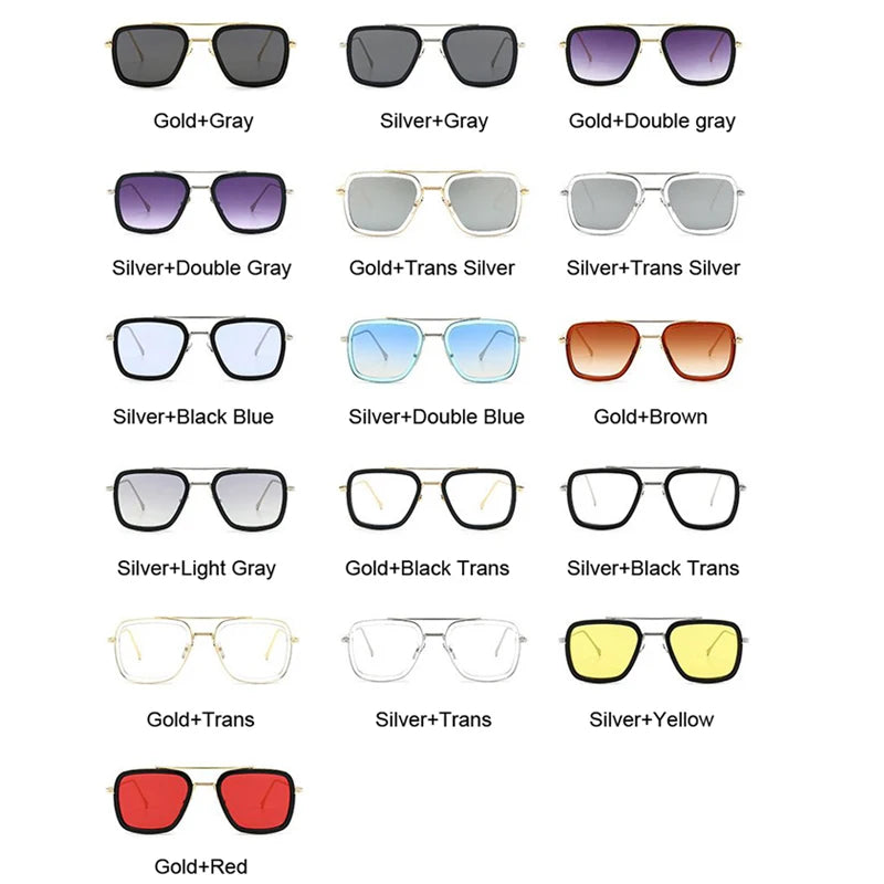 Luxury Square Sunglasses Men Women Brand Designer Retro Alloy Frame Big Sun Glasses Vintage Gradient Male Female Oculos Feminino