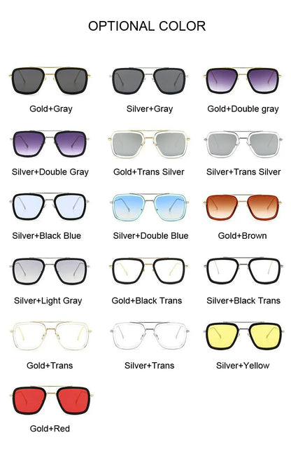 Luxury Square Sunglasses Men Women Brand Designer Retro Alloy Frame Big Sun Glasses Vintage Gradient Male Female Oculos Feminino
