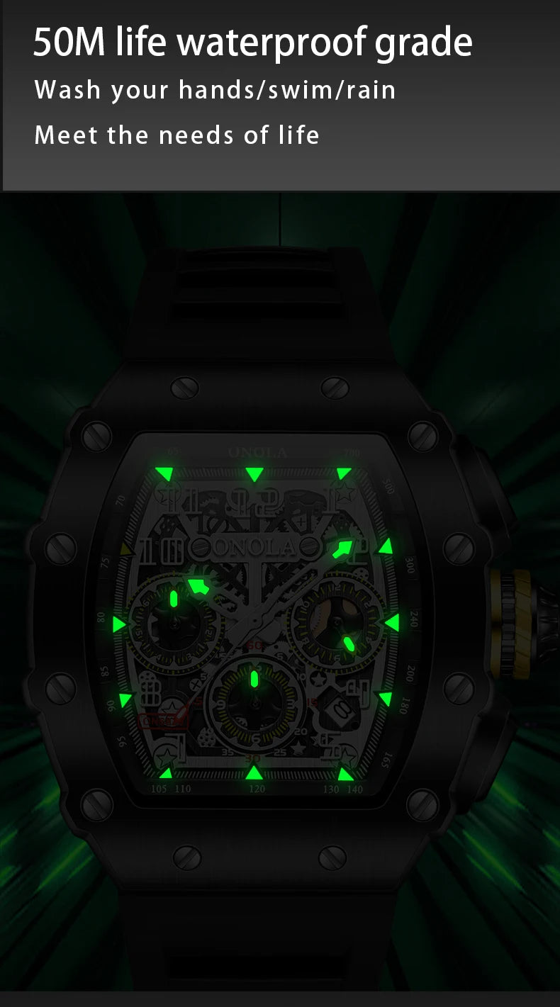 ONOLA Brand Luxury Watch Men Wrist Watches Multifunction Sports Waterproof Luminous Sports Casual Clock Men Quartz Watches Men