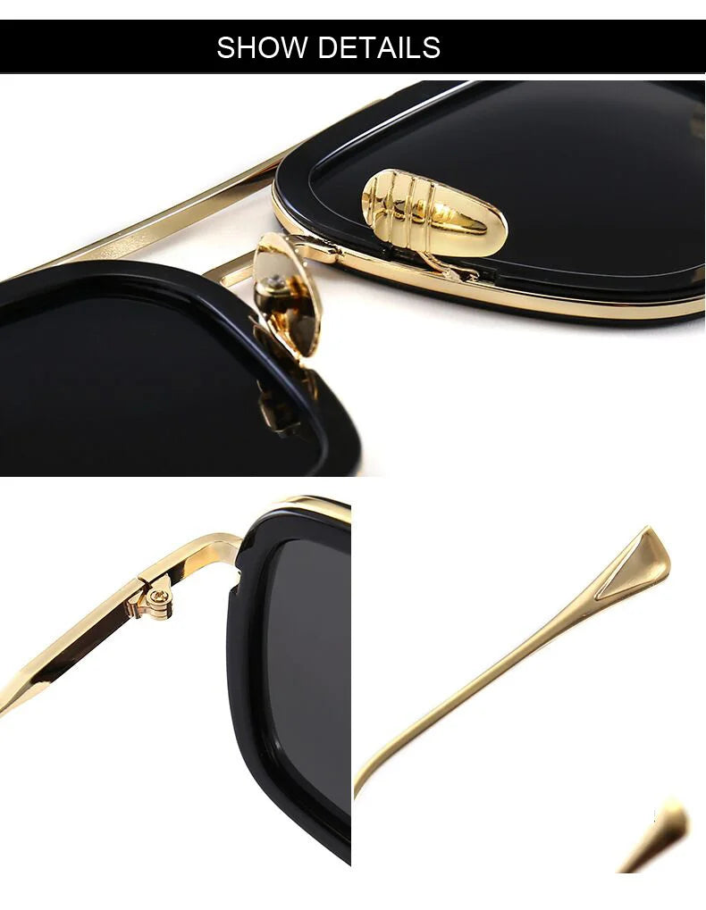 Luxury Square Sunglasses Men Women Brand Designer Retro Alloy Frame Big Sun Glasses Vintage Gradient Male Female Oculos Feminino