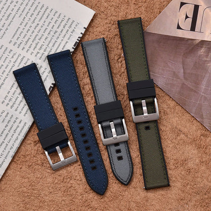 High Quality Hybrid Nylon FKM Watch Strap 20mm 22mm Quick Release Fluoro Rubber Nylon Watchbands For Each Brand Diving Watches