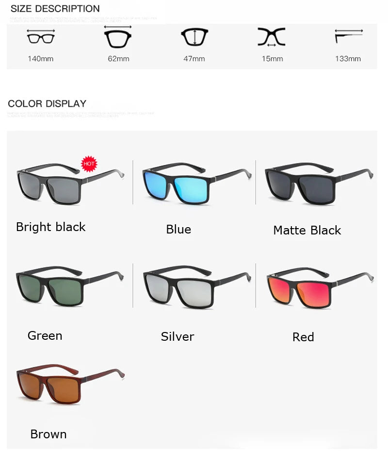 Luxury Square Vintage Polarization Sunglasses for Men Women Fashion Climbing Driving Anti-glare Sun Glasses Male Eyewear UV400