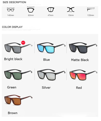 Luxury Square Vintage Polarization Sunglasses for Men Women Fashion Climbing Driving Anti-glare Sun Glasses Male Eyewear UV400
