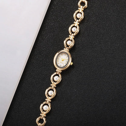 Elegant Women Watches Fashion Pearls Bracelet Ladies Quartz Wristwatch Reloj Mujer Girls Clock Gift (Without Box)