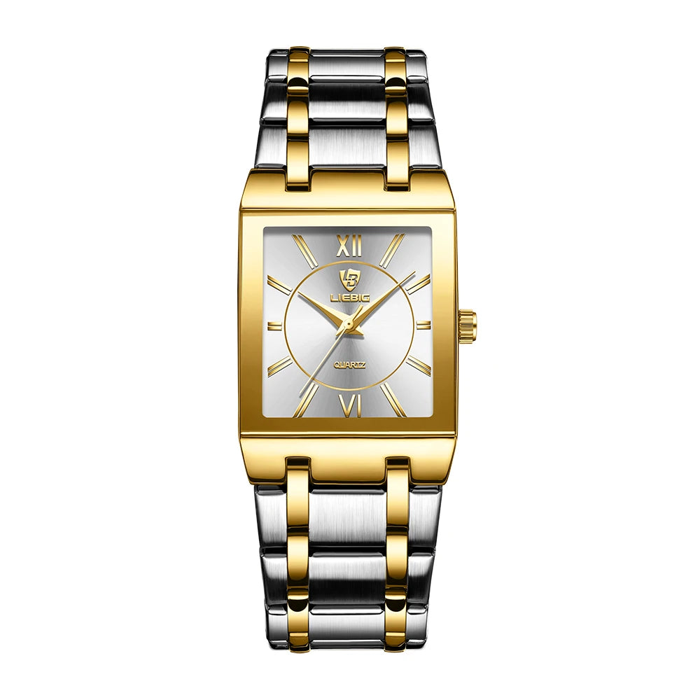 LIEBIG Simple Luxury Stainless Steel Strap Quartz Waterproof Wristwatch For Men Women Simple Business Watches Clock Reloj Hombre