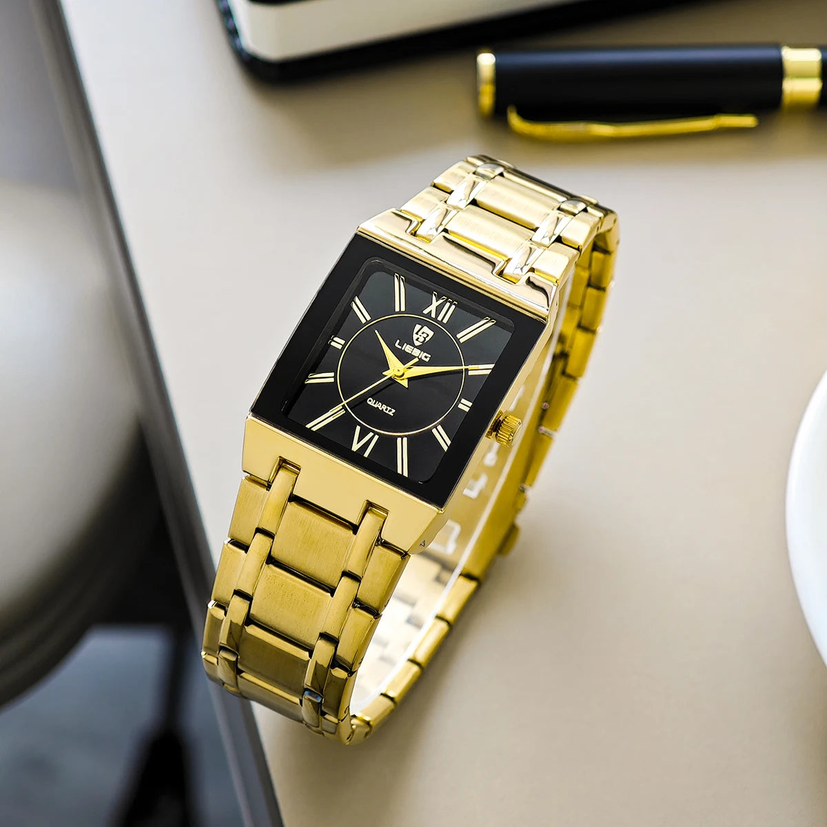 LIEBIG Simple Luxury Stainless Steel Strap Quartz Waterproof Wristwatch For Men Women Simple Business Watches Clock Reloj Hombre