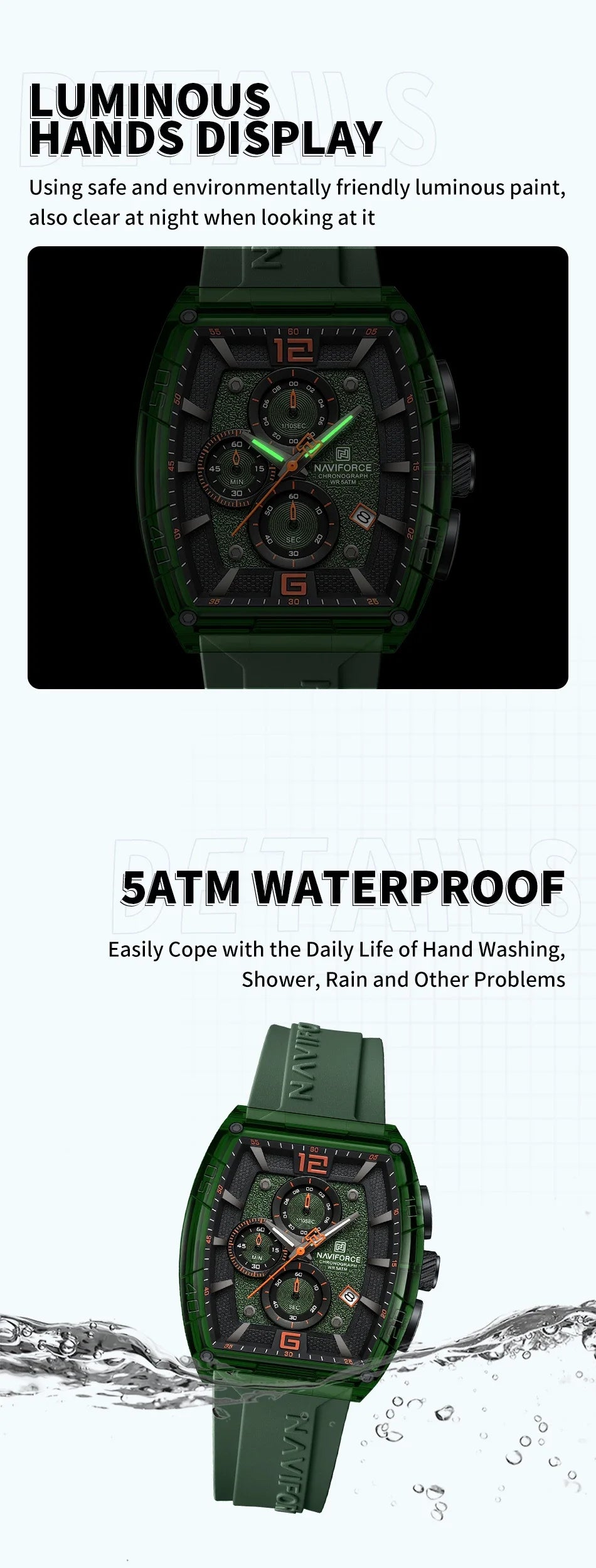 NAVIFORCE Original Watches for Men Waterproof Quartz Wristwatch Silicone Strap Luminous Date Male Watch Casual Reloj Hombre 2025