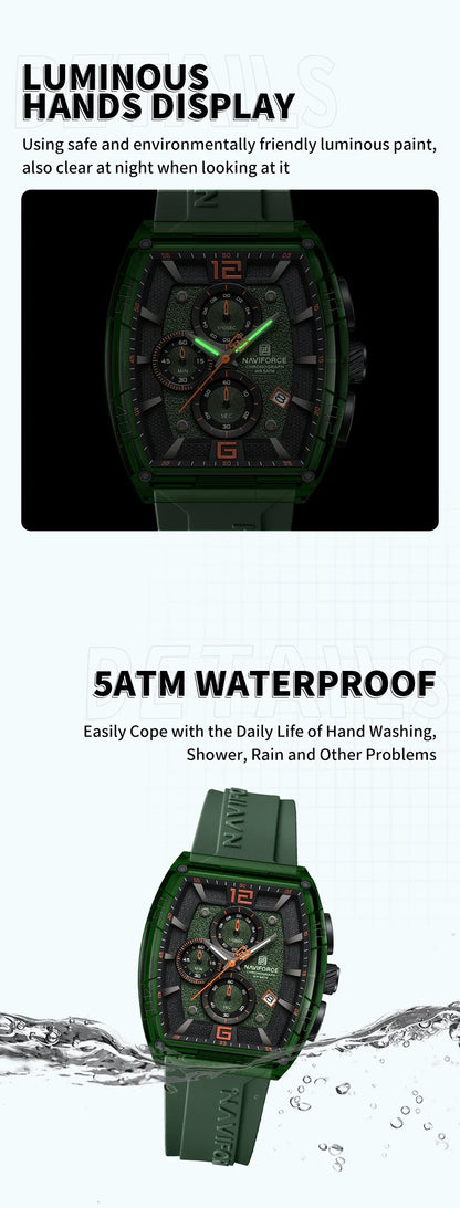 NAVIFORCE Original Watches for Men Waterproof Quartz Wristwatch Silicone Strap Luminous Date Male Watch Casual Reloj Hombre 2025