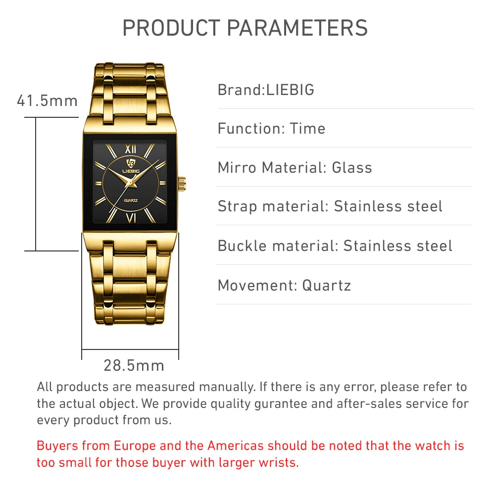 LIEBIG Simple Luxury Stainless Steel Strap Quartz Waterproof Wristwatch For Men Women Simple Business Watches Clock Reloj Hombre