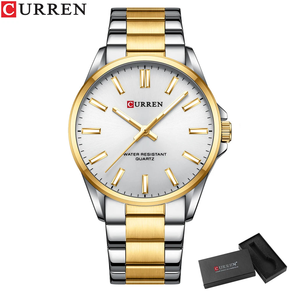 CURREN Classic Fashion Brand Watches for Men Business Quartz Luminous Hands Wristwatches with Stainless Steel Strap