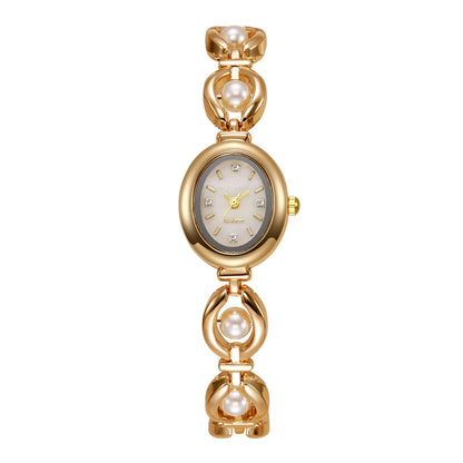 Elegant Women Watches Fashion Pearls Bracelet Ladies Quartz Wristwatch Reloj Mujer Girls Clock Gift (Without Box)