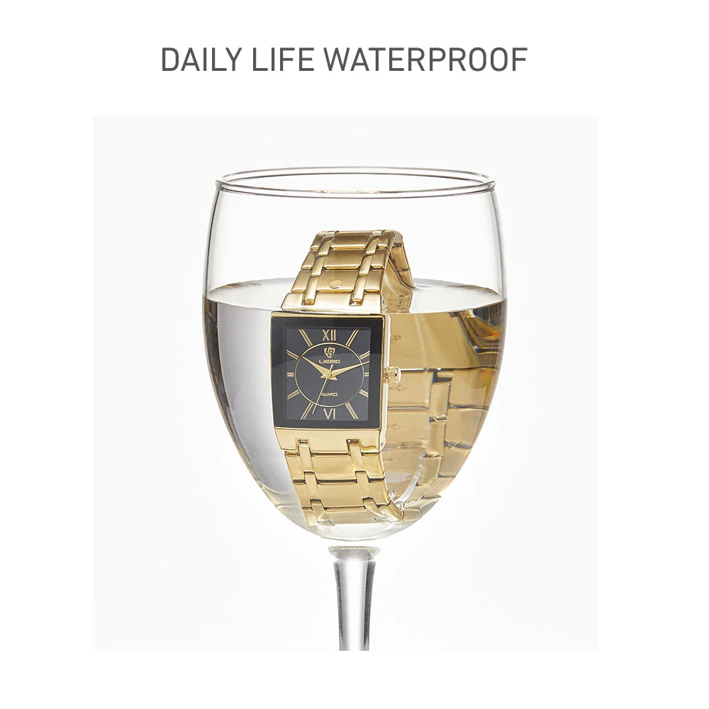 LIEBIG Simple Luxury Stainless Steel Strap Quartz Waterproof Wristwatch For Men Women Simple Business Watches Clock Reloj Hombre