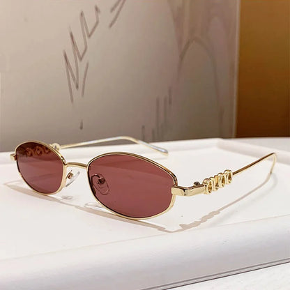 Luxury Brand Metal Letters Sunglasses For Women Men Trendy Unisex Small Polygon UV400 Sun Glasses Elegant Outdoor Driving Selfie