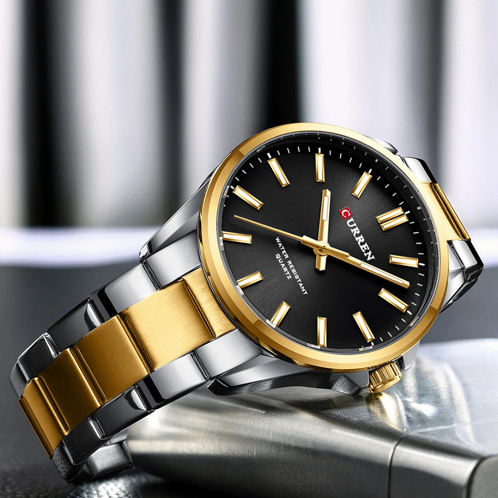 CURREN Classic Fashion Brand Watches for Men Business Quartz Luminous Hands Wristwatches with Stainless Steel Strap