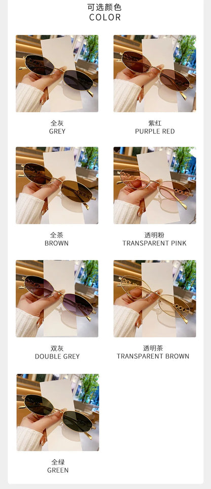 Luxury Brand Metal Letters Sunglasses For Women Men Trendy Unisex Small Polygon UV400 Sun Glasses Elegant Outdoor Driving Selfie