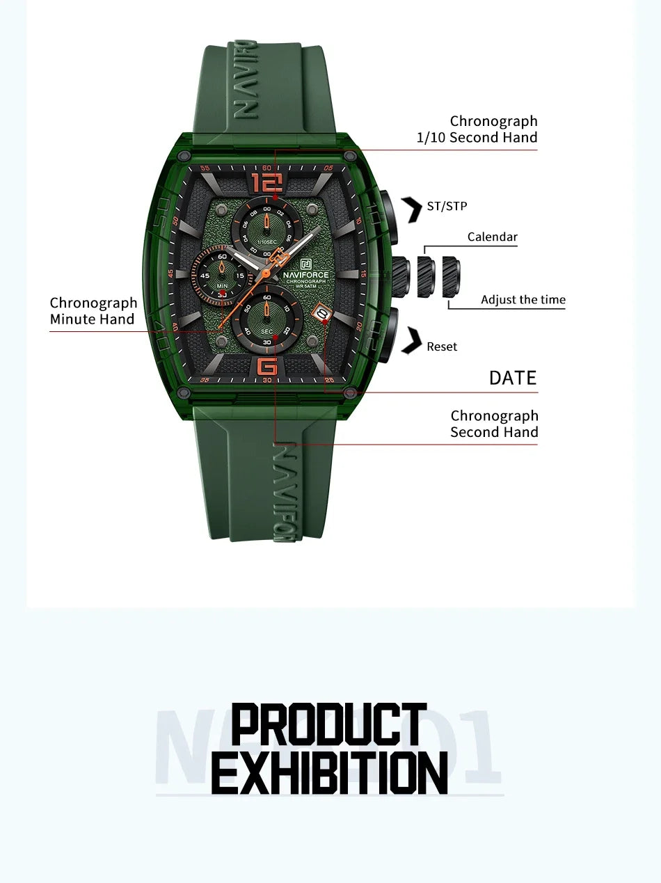 NAVIFORCE Original Watches for Men Waterproof Quartz Wristwatch Silicone Strap Luminous Date Male Watch Casual Reloj Hombre 2025