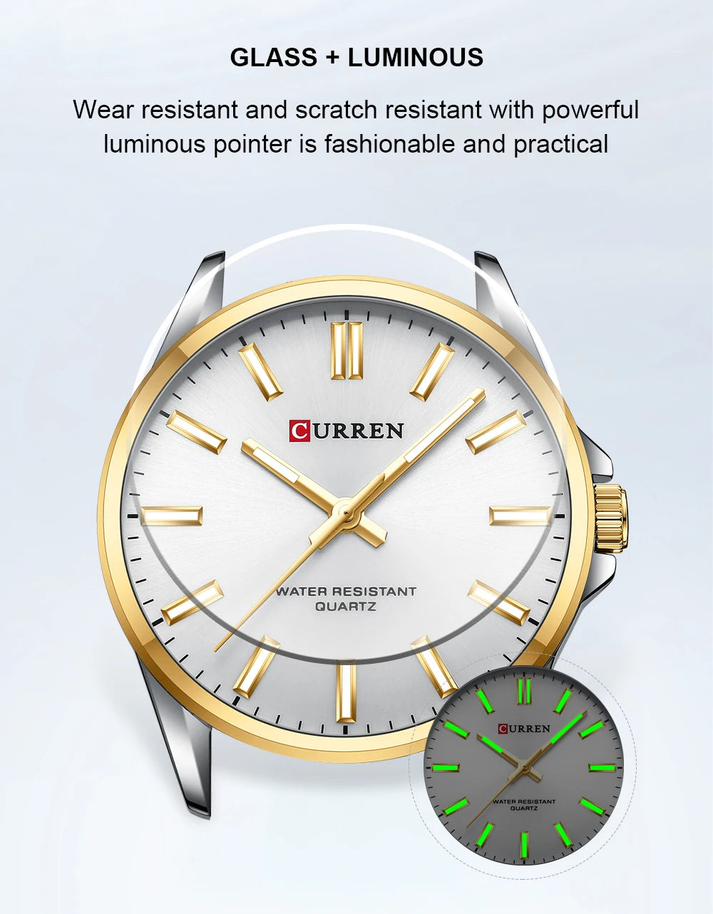 CURREN Classic Fashion Brand Watches for Men Business Quartz Luminous Hands Wristwatches with Stainless Steel Strap