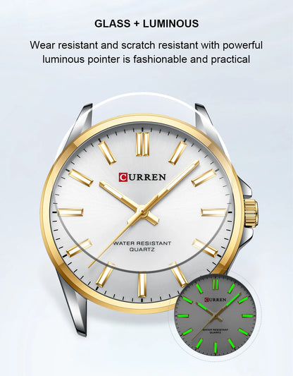 CURREN Classic Fashion Brand Watches for Men Business Quartz Luminous Hands Wristwatches with Stainless Steel Strap