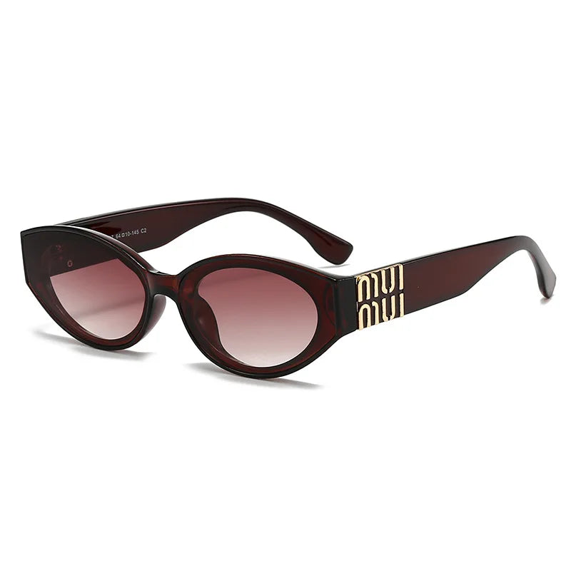 Luxury Glamour Sunglasses For Women And Men Oval Minimalist Fashion Brand Sun Glasses Unisex Stylish Shades UV400