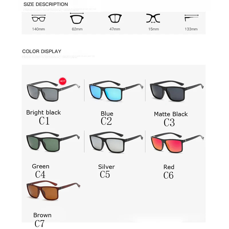 Luxury Square Vintage Polarization Sunglasses for Men Women Fashion Climbing Driving Anti-glare Sun Glasses Male Eyewear UV400