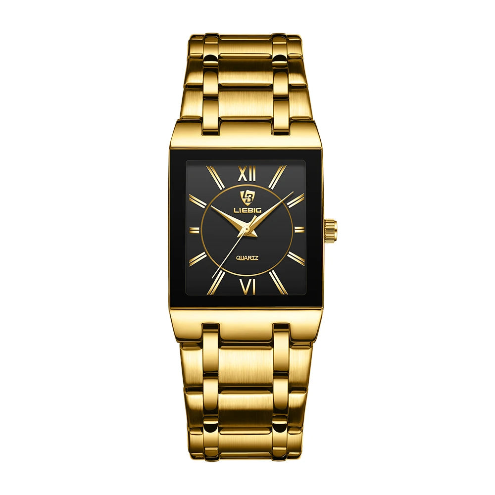 LIEBIG Simple Luxury Stainless Steel Strap Quartz Waterproof Wristwatch For Men Women Simple Business Watches Clock Reloj Hombre