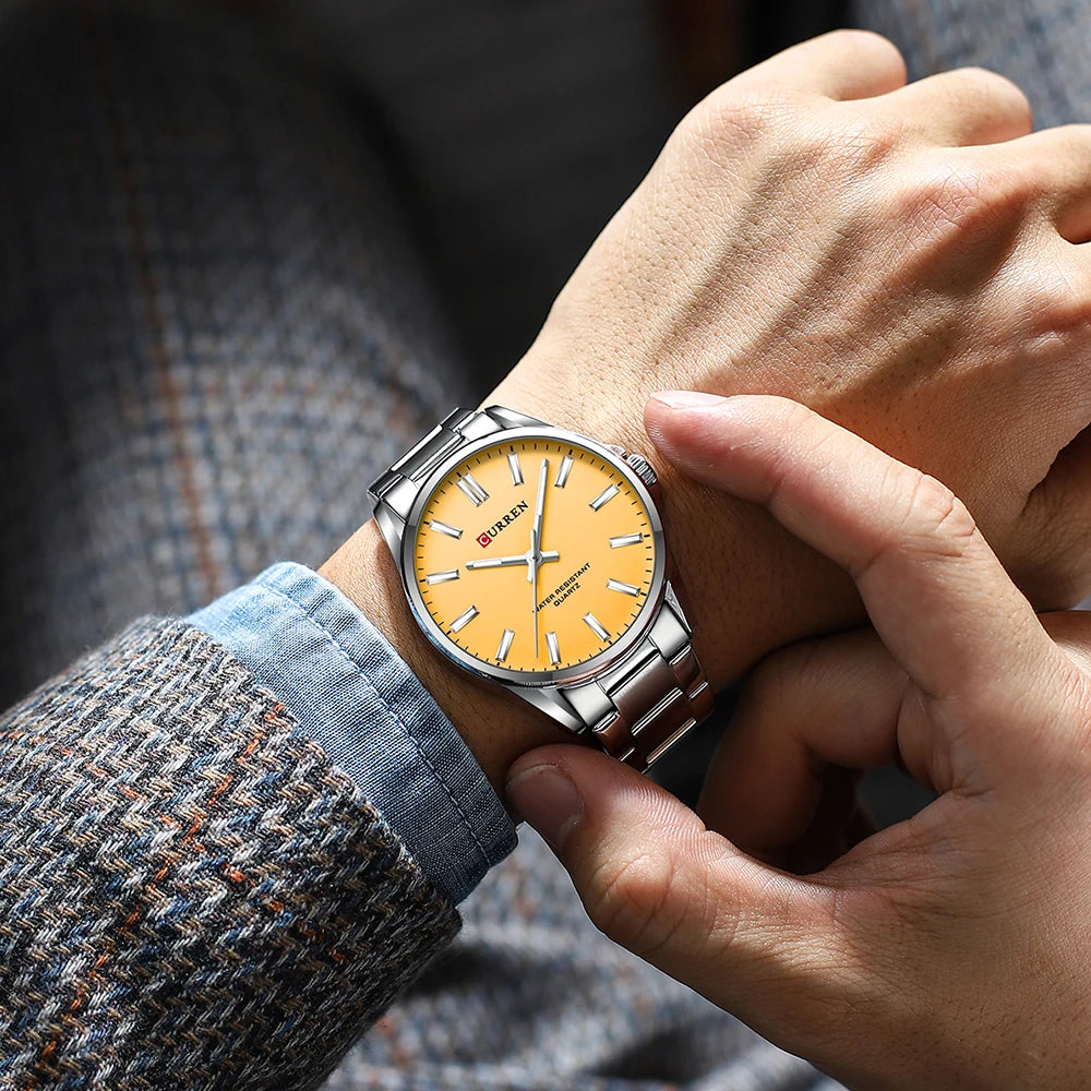 CURREN Classic Fashion Brand Watches for Men Business Quartz Luminous Hands Wristwatches with Stainless Steel Strap