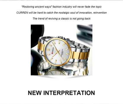 CURREN Classic Fashion Brand Watches for Men Business Quartz Luminous Hands Wristwatches with Stainless Steel Strap