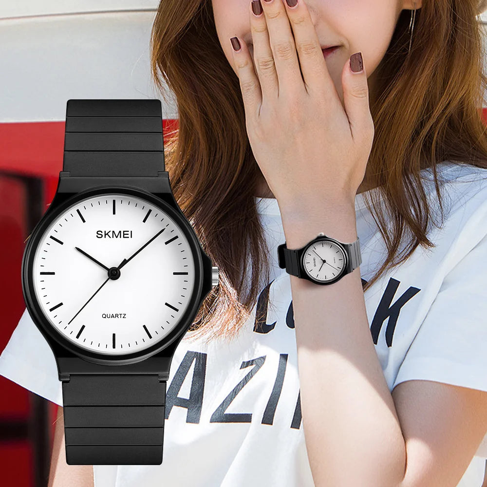 SKMEI 1419 Wristwatches Girls Clock Montre Femme Luxury Women Quartz Watches Fashion Silicone Waterproof Simple Sport Women