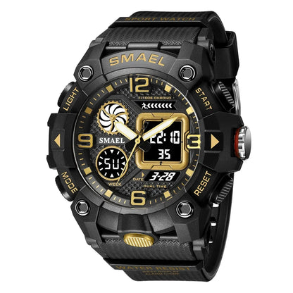 SMAEL Sport Chronograph Stopwatch Wrist Watches for Men Dual Display Waterproof Multi-Functional Digital Quartz Wristwatch Male