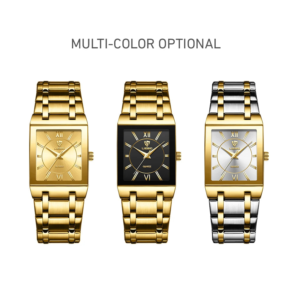 LIEBIG Simple Luxury Stainless Steel Strap Quartz Waterproof Wristwatch For Men Women Simple Business Watches Clock Reloj Hombre
