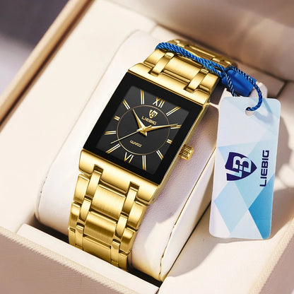 LIEBIG Simple Luxury Stainless Steel Strap Quartz Waterproof Wristwatch For Men Women Simple Business Watches Clock Reloj Hombre