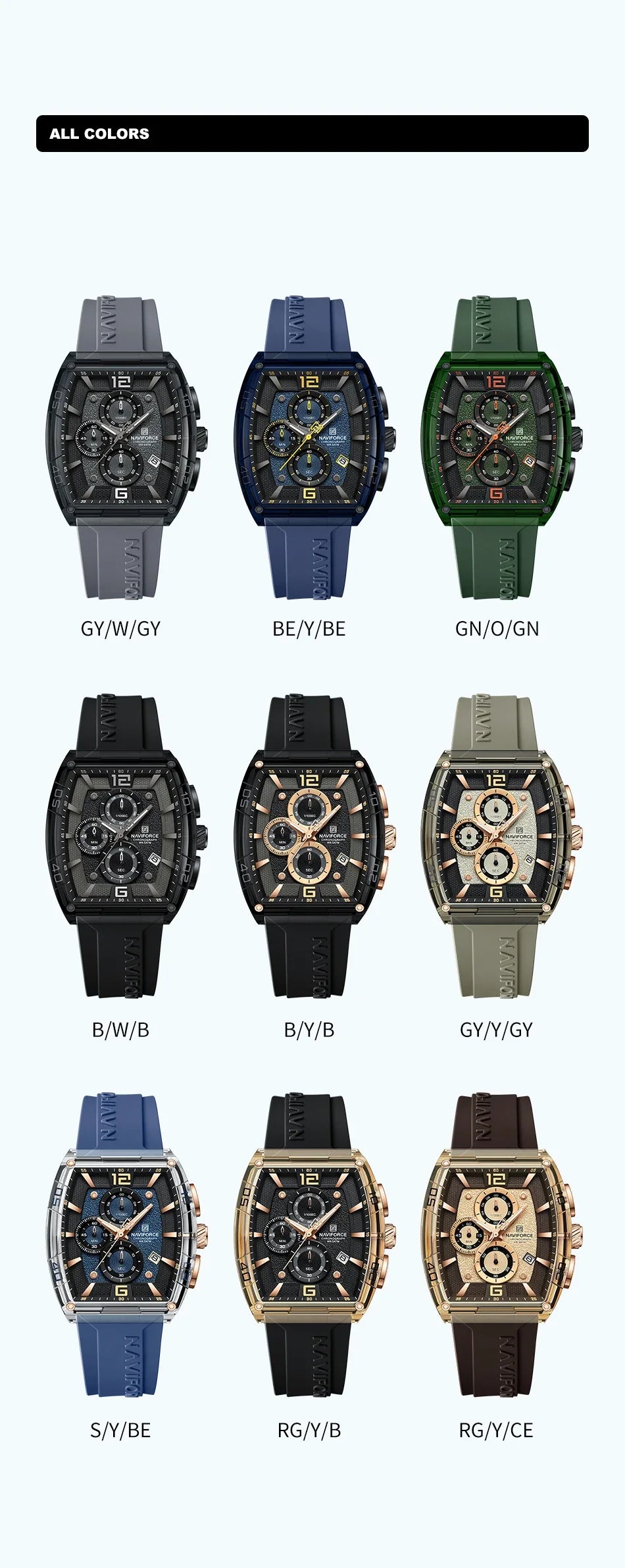 NAVIFORCE Original Watches for Men Waterproof Quartz Wristwatch Silicone Strap Luminous Date Male Watch Casual Reloj Hombre 2025