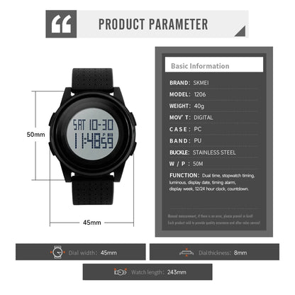 SKMEI Sport Digital Watch For Men Women LED Thin Watches Waterproof Male Female Wristwatches Relogio Masculino Feminino Clock