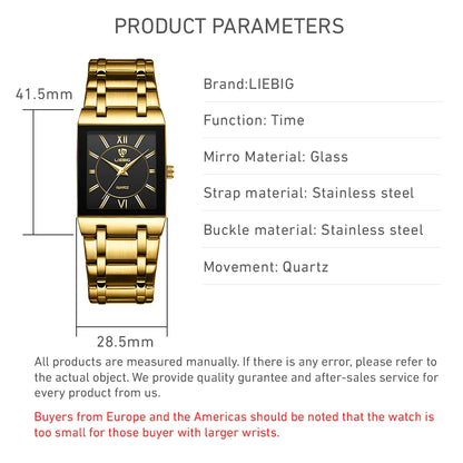 LIEBIG Simple Luxury Stainless Steel Strap Quartz Waterproof Wristwatch For Men Women Simple Business Watches Clock Reloj Hombre