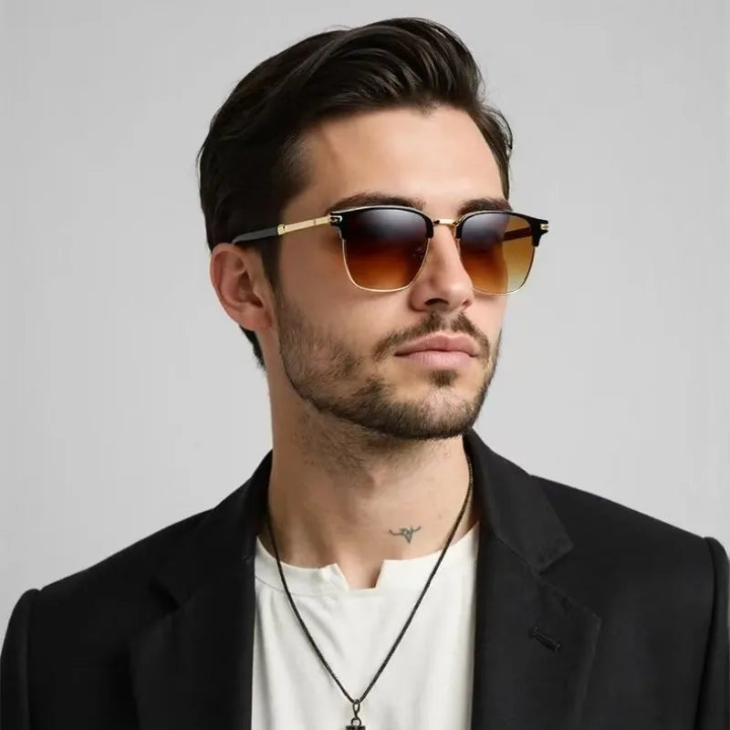 Luxury Square Sunglasses Men Women Brand Designer Trend Alloy Frame Sun Glasses Vintage Gradient Male Female Oculos
