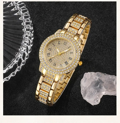 Diamond Women Watches Gold Watch Ladies Wrist Watches Luxury Brand Rhinestone Womens Bracelet Watches Female Relogio Feminino