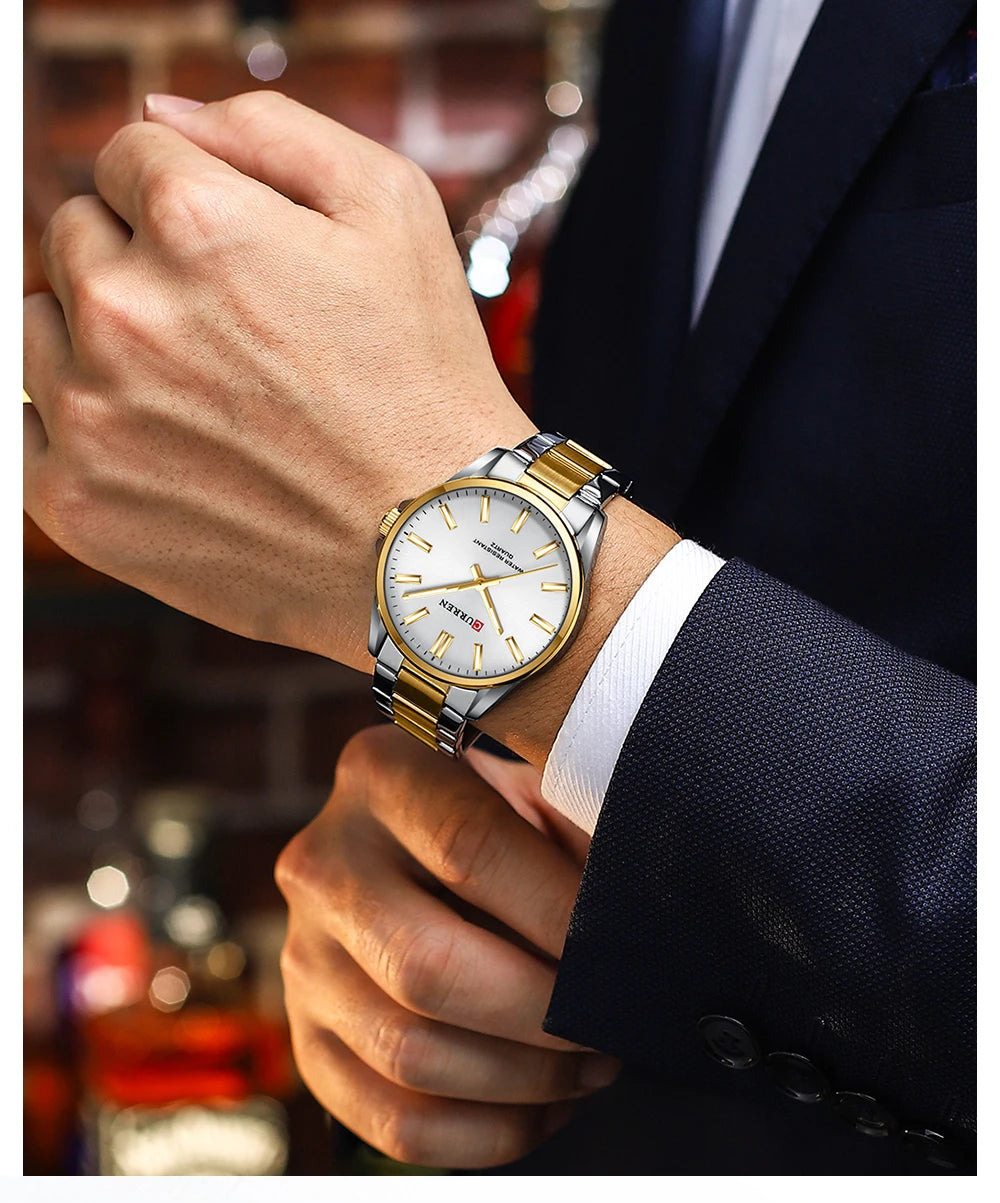 CURREN Classic Fashion Brand Watches for Men Business Quartz Luminous Hands Wristwatches with Stainless Steel Strap