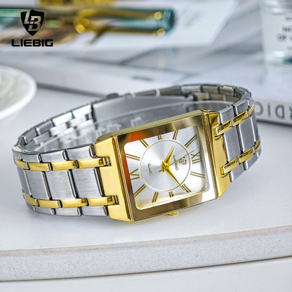LIEBIG Simple Luxury Stainless Steel Strap Quartz Waterproof Wristwatch For Men Women Simple Business Watches Clock Reloj Hombre