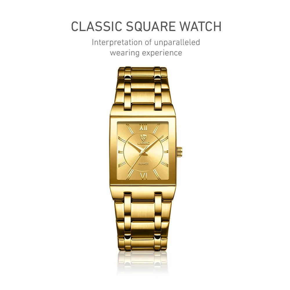 LIEBIG Simple Luxury Stainless Steel Strap Quartz Waterproof Wristwatch For Men Women Simple Business Watches Clock Reloj Hombre