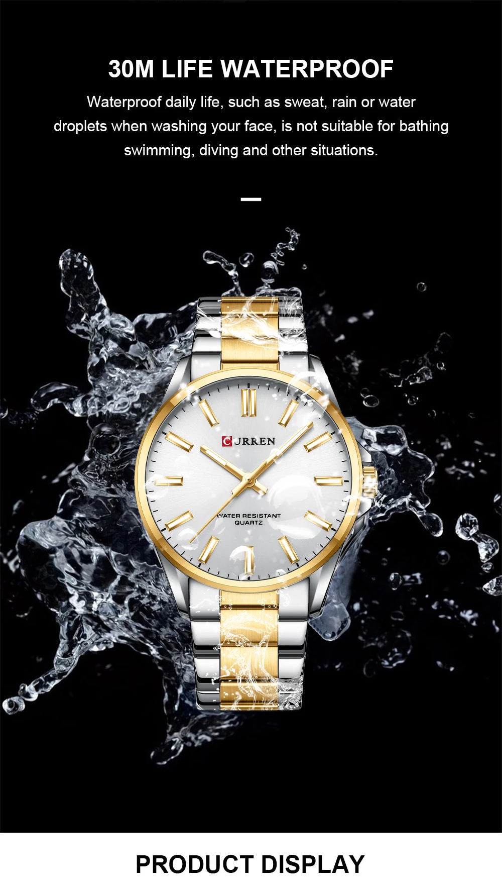 CURREN Classic Fashion Brand Watches for Men Business Quartz Luminous Hands Wristwatches with Stainless Steel Strap