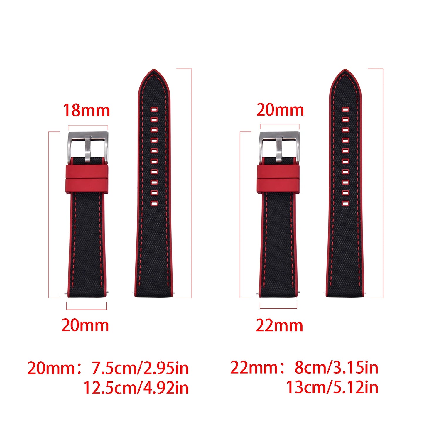 High Quality Hybrid Nylon FKM Watch Strap 20mm 22mm Quick Release Fluoro Rubber Nylon Watchbands For Each Brand Diving Watches